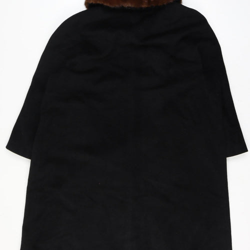 Richard H Martin Women’s Size 18 Black Wool Fur Trim Vintage Long Overcoat