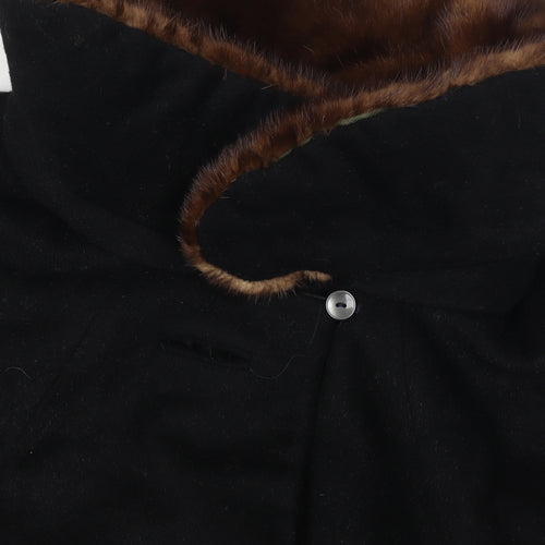 Richard H Martin Women’s Size 18 Black Wool Fur Trim Vintage Long Overcoat