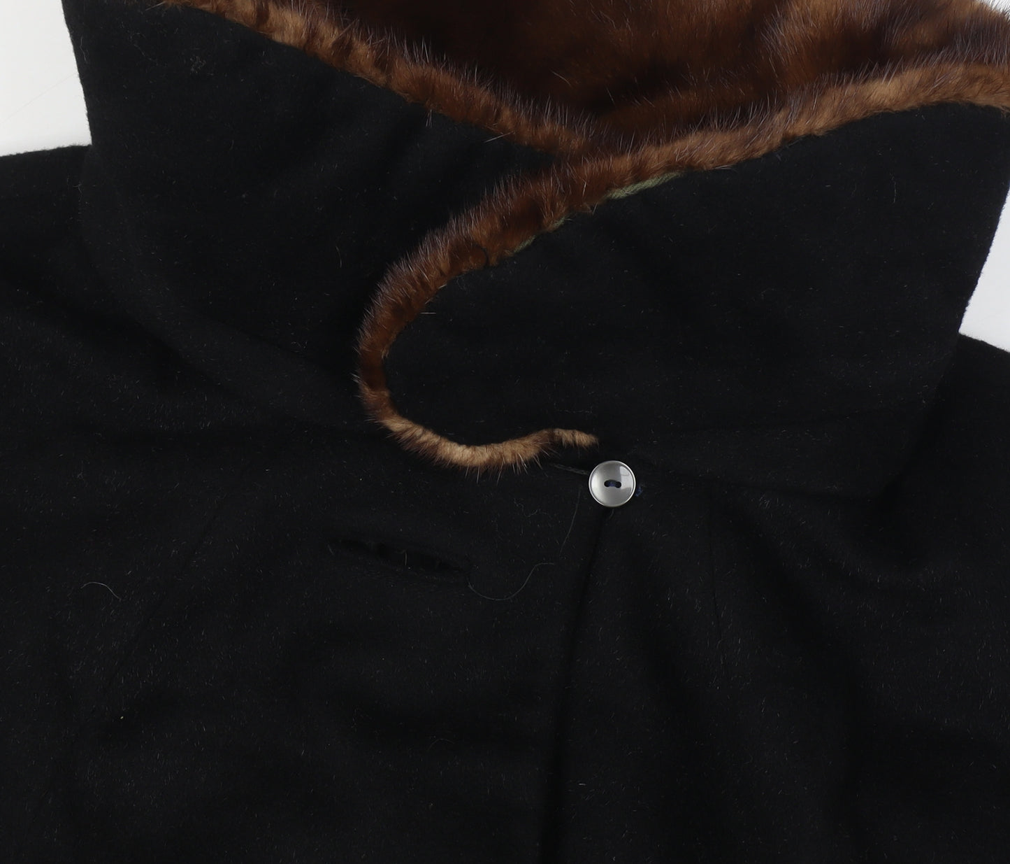 Richard H Martin Women’s Size 18 Black Wool Fur Trim Vintage Long Overcoat
