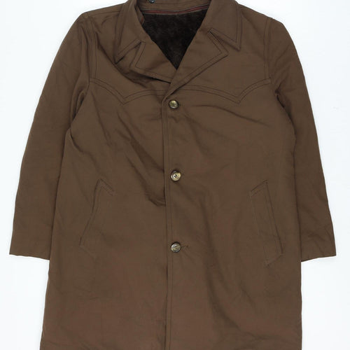 Imperial Paris Men’s Brown 52 Military Long Coat Faux Fur Lined