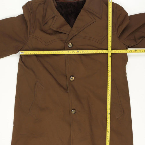Imperial Paris Men’s Brown 52 Military Long Coat Faux Fur Lined