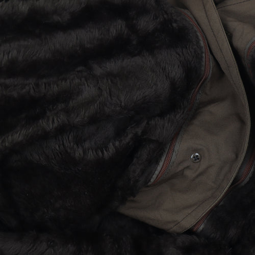 Imperial Paris Men’s Brown 52 Military Long Coat Faux Fur Lined
