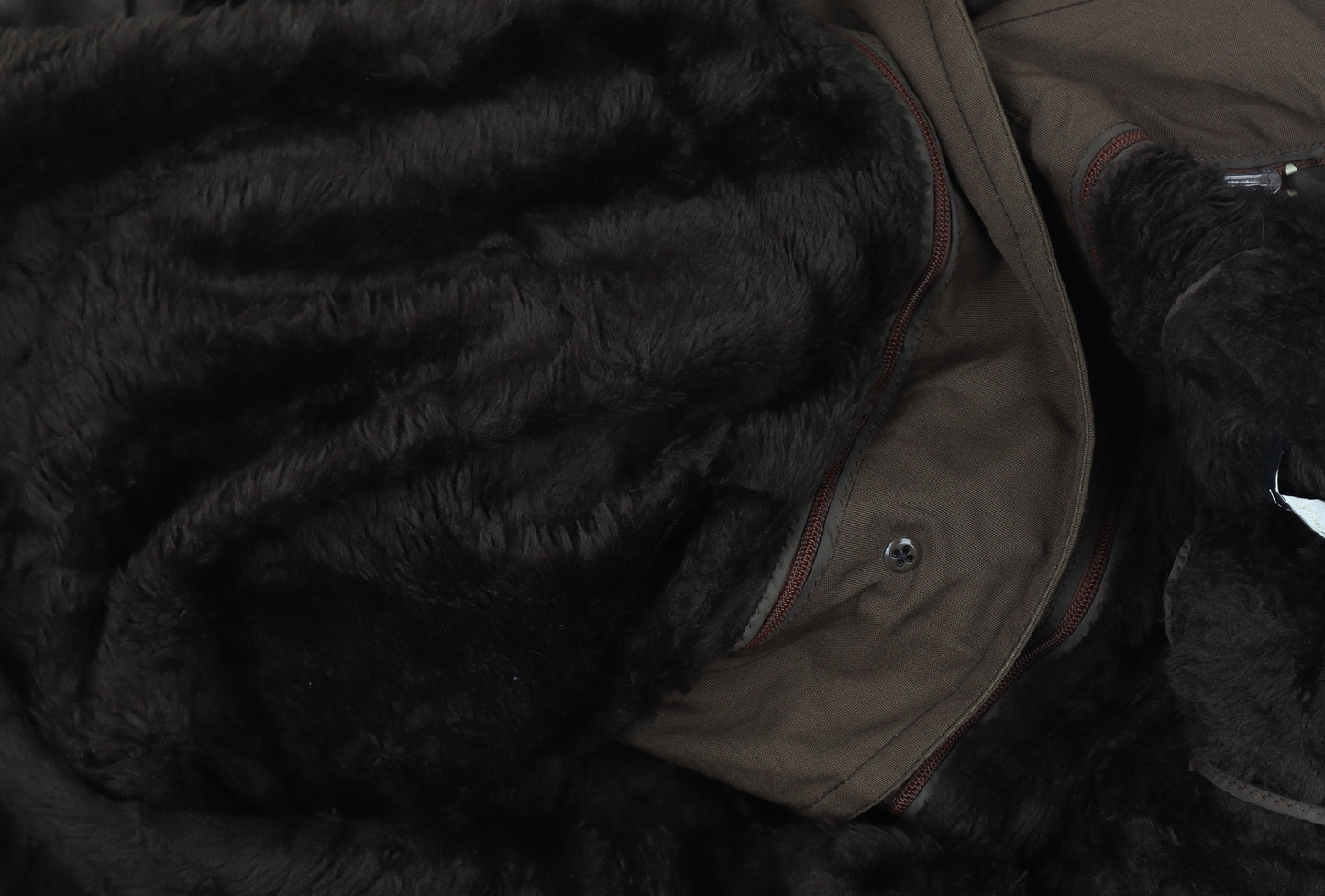 Imperial Paris Men’s Brown 52 Military Long Coat Faux Fur Lined