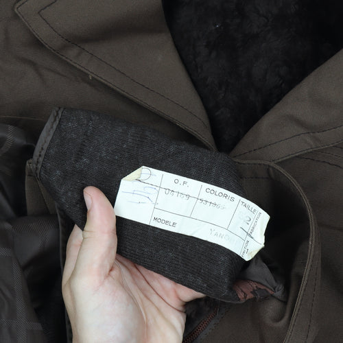 Imperial Paris Men’s Brown 52 Military Long Coat Faux Fur Lined