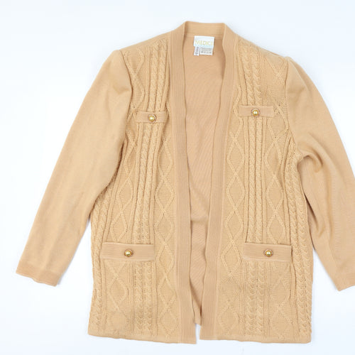 Medici Gill Harvey Women’s Beige UK 18 Cable Knit Open Cardigan