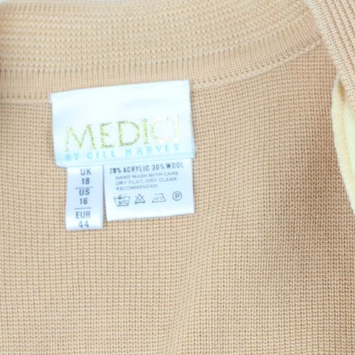 Medici Gill Harvey Women’s Beige UK 18 Cable Knit Open Cardigan
