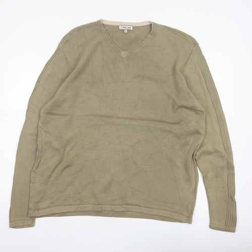 Cherokee Men’s Beige XL V-Neck Cotton Pullover Jumper Knit