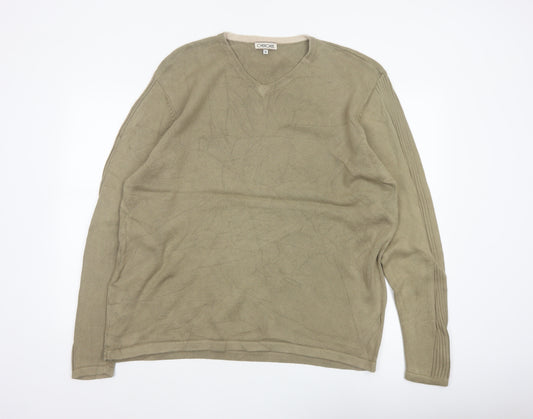 Cherokee Men’s Beige XL V-Neck Cotton Pullover Jumper Knit