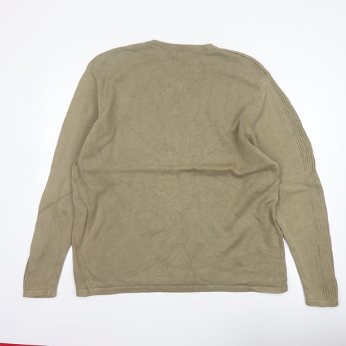 Cherokee Men’s Beige XL V-Neck Cotton Pullover Jumper Knit