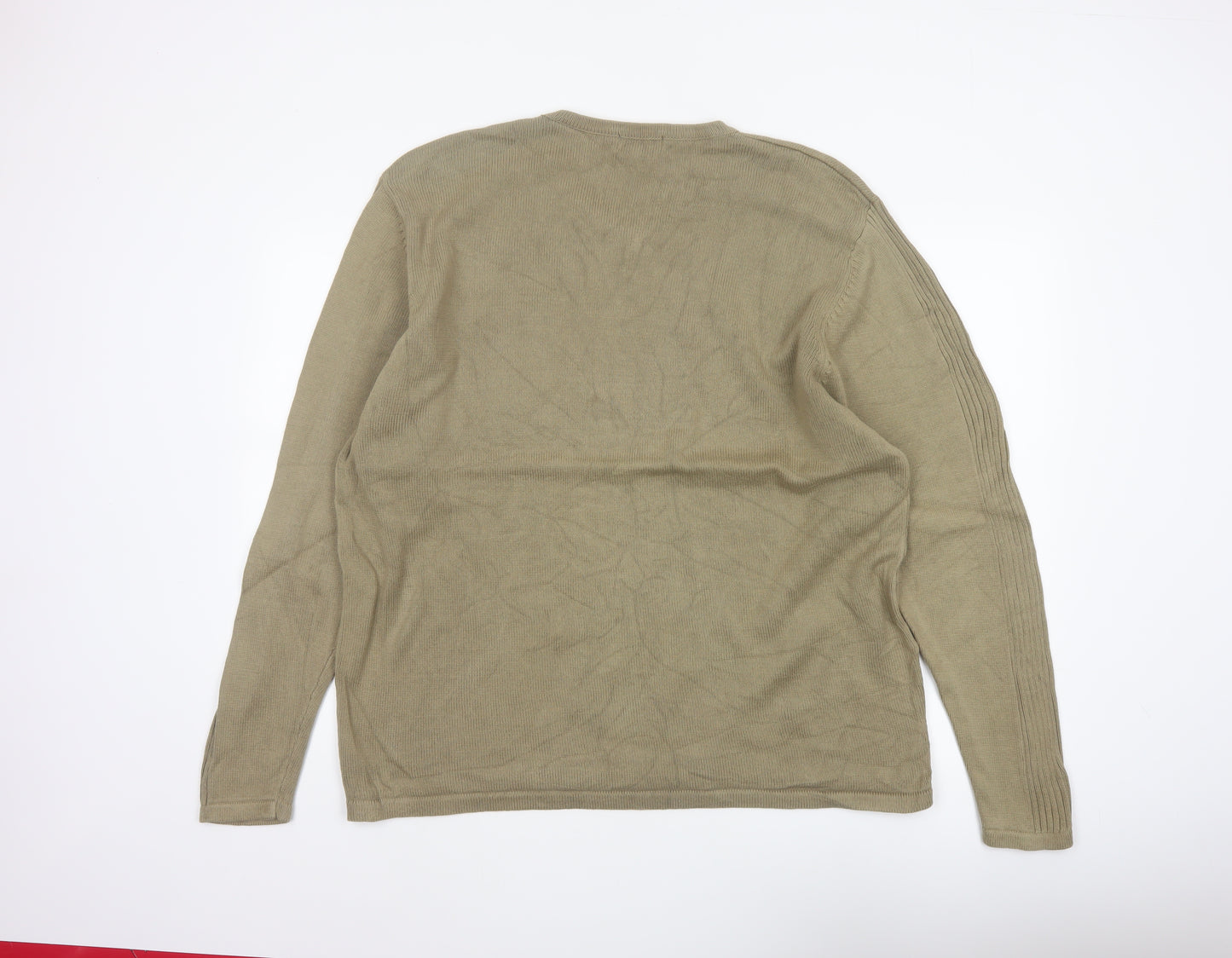 Cherokee Men’s Beige XL V-Neck Cotton Pullover Jumper Knit