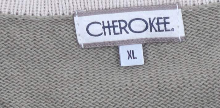 Cherokee Men’s Beige XL V-Neck Cotton Pullover Jumper Knit