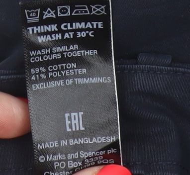 Marks and Spencer Women Blue UK 10 Regular Tapered Work Trousers