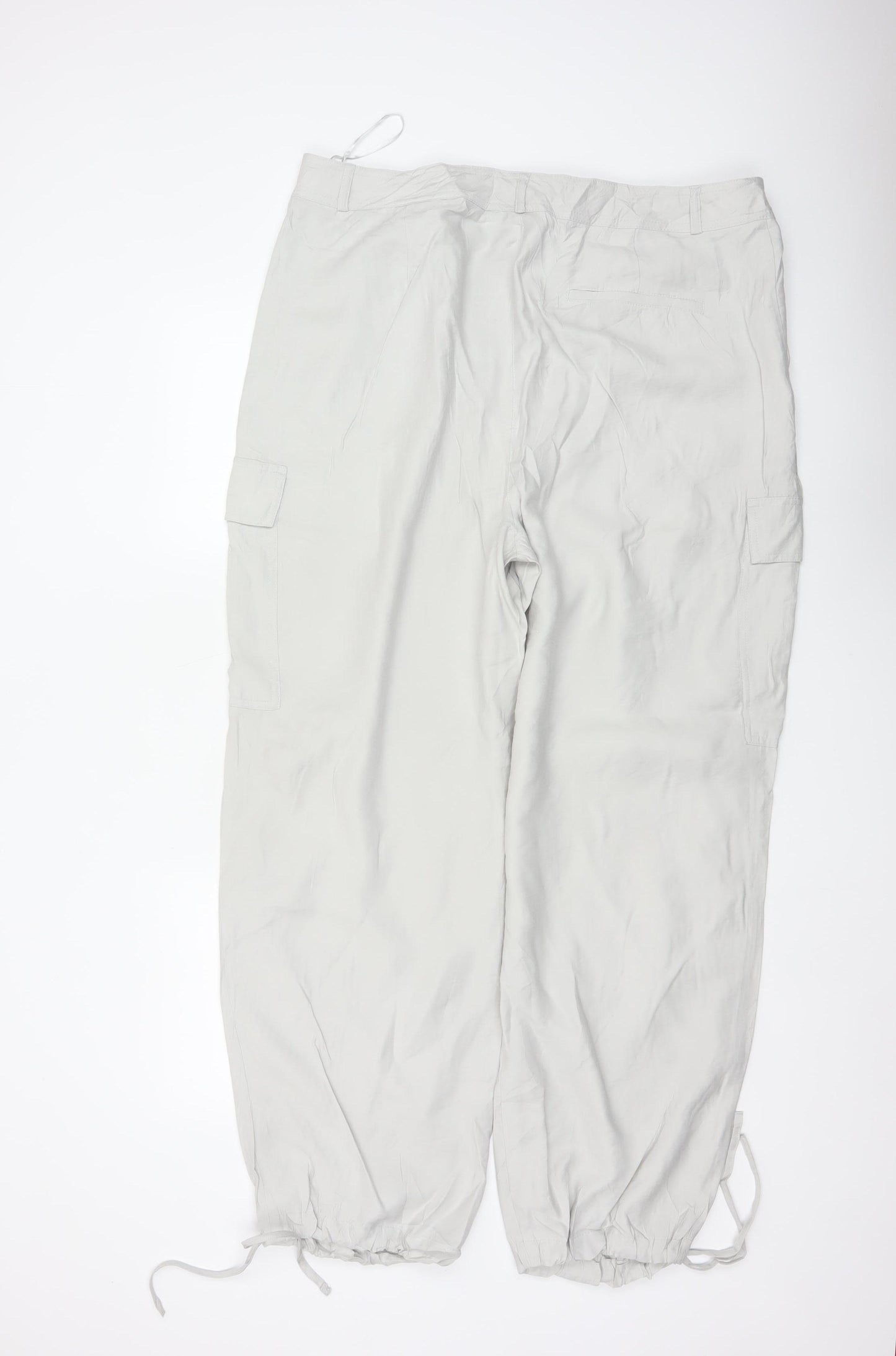 Marks & Spencer Women Grey Size 20 Long Cargo Trousers Modal Drawstring