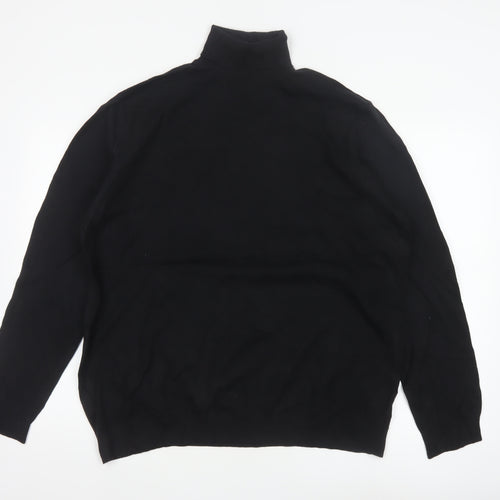 Marks and Spencer Men Black XL High Neck Cotton Knit Pullover Jumper