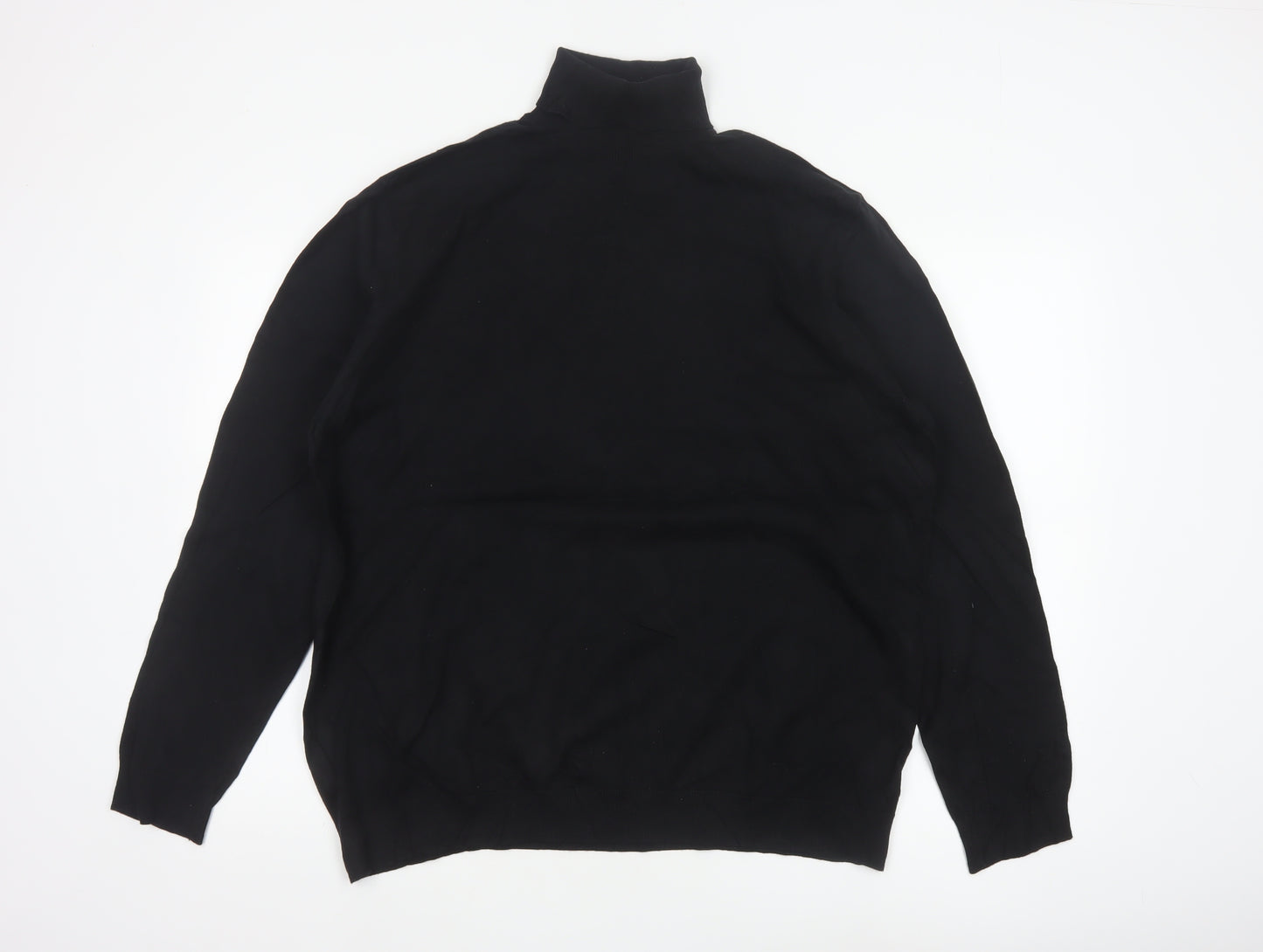 Marks and Spencer Men Black XL High Neck Cotton Knit Pullover Jumper