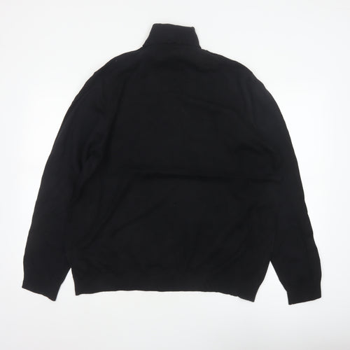 Marks and Spencer Men Black XL High Neck Cotton Knit Pullover Jumper