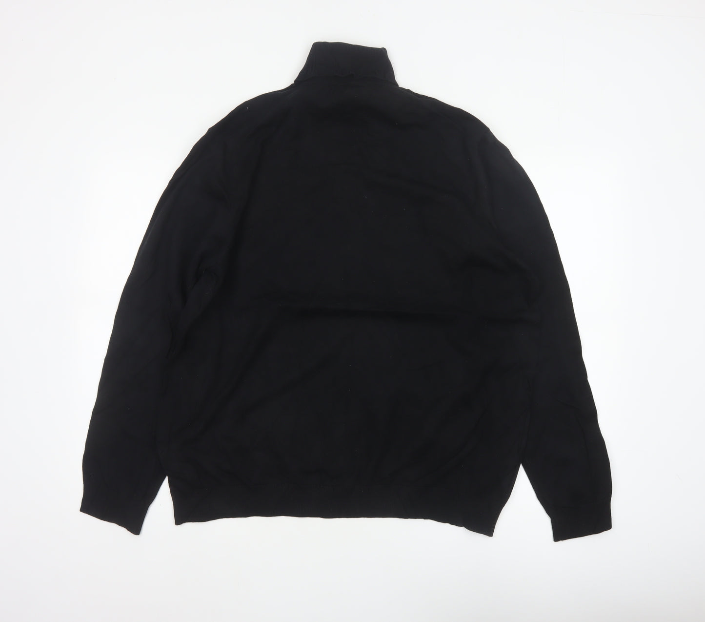 Marks and Spencer Men Black XL High Neck Cotton Knit Pullover Jumper