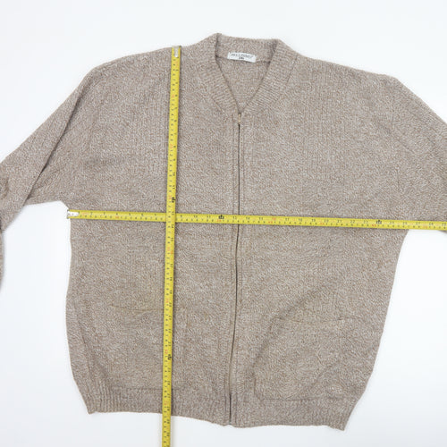 Bellisimo Men's Beige 2XL Full Zip V-Neck Knit Cardigan Pockets