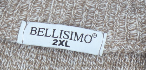 Bellisimo Men's Beige 2XL Full Zip V-Neck Knit Cardigan Pockets
