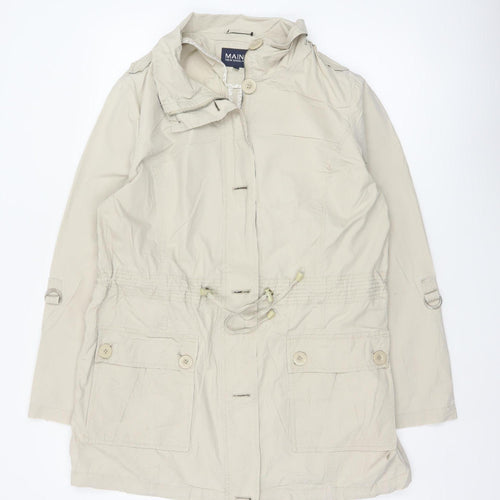 Maine New England Women Ivory UK 16 Hooded Parka Coat Cotton
