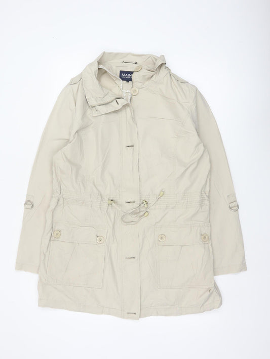 Maine New England Women Ivory UK 16 Hooded Parka Coat Cotton
