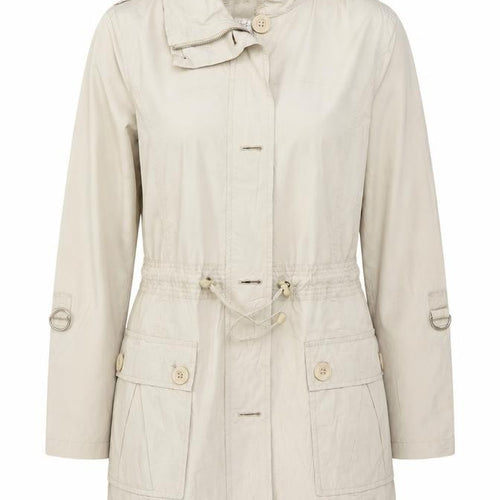 Maine New England Women Ivory UK 16 Hooded Parka Coat Cotton