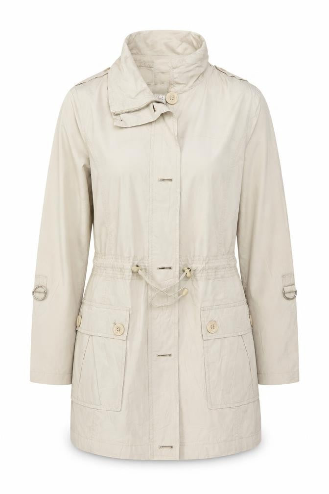 Maine New England Women Ivory UK 16 Hooded Parka Coat Cotton