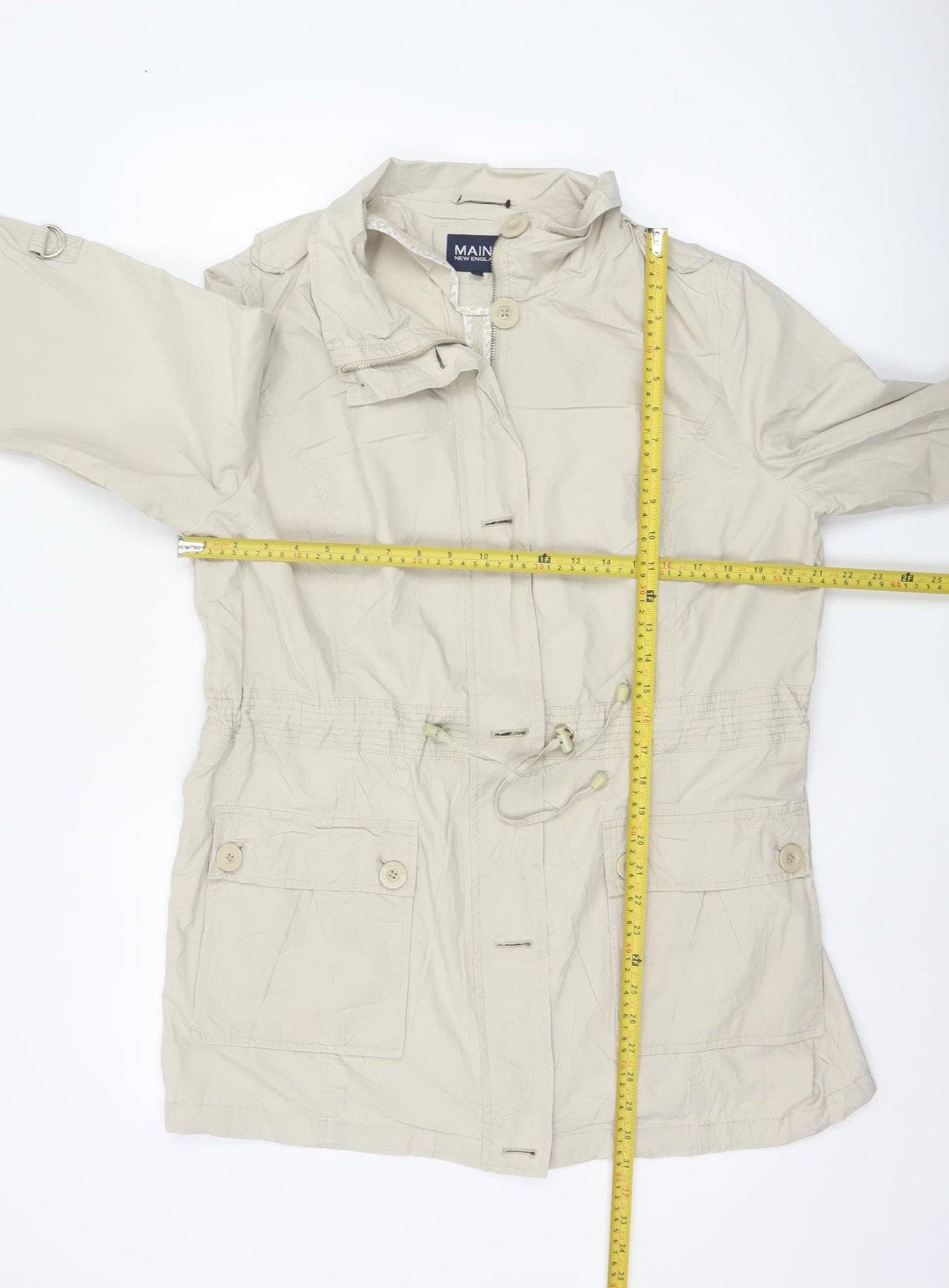 Maine New England Women Ivory UK 16 Hooded Parka Coat Cotton