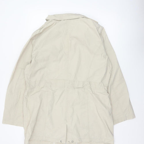 Maine New England Women Ivory UK 16 Hooded Parka Coat Cotton