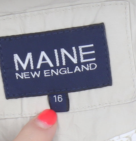 Maine New England Women Ivory UK 16 Hooded Parka Coat Cotton