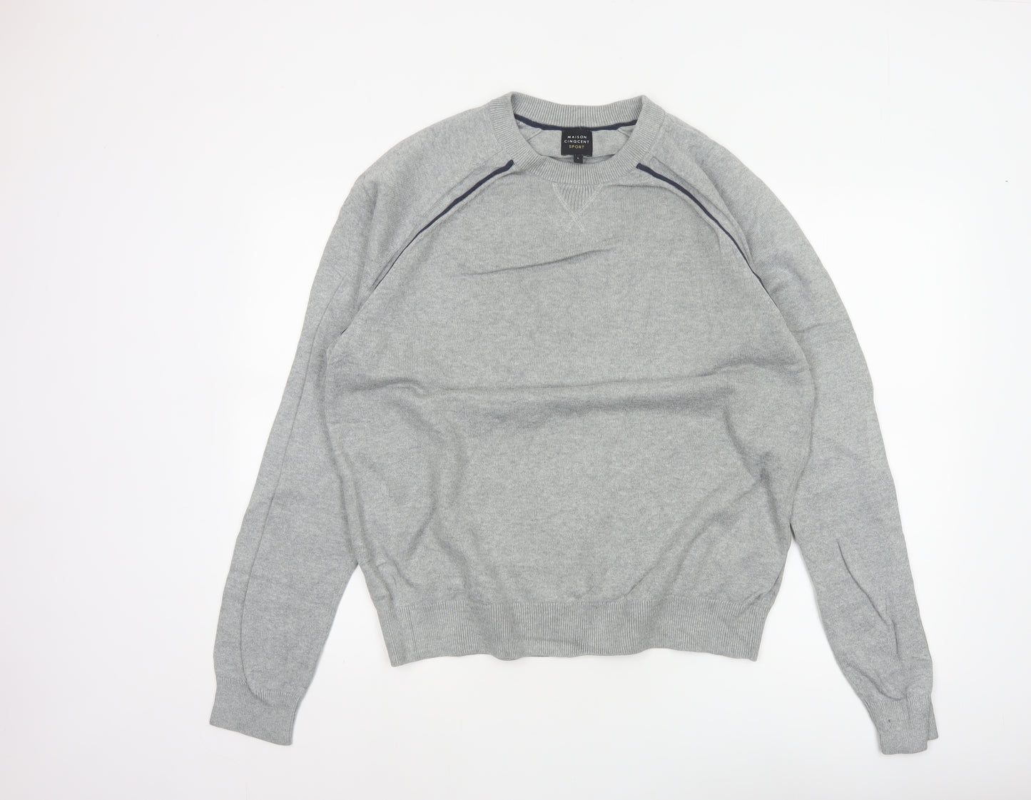 Maison Cinqcent Sport Men Grey Cotton Crew Neck Pullover Jumper L