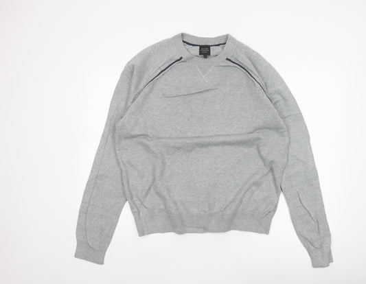 Maison Cinqcent Sport Men Grey Cotton Crew Neck Pullover Jumper L