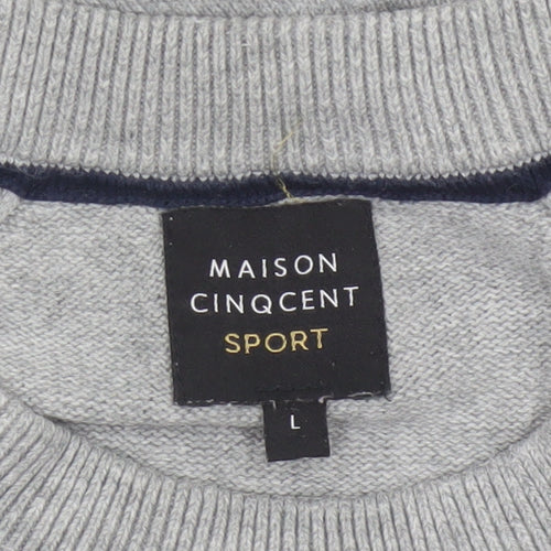 Maison Cinqcent Sport Men Grey Cotton Crew Neck Pullover Jumper L