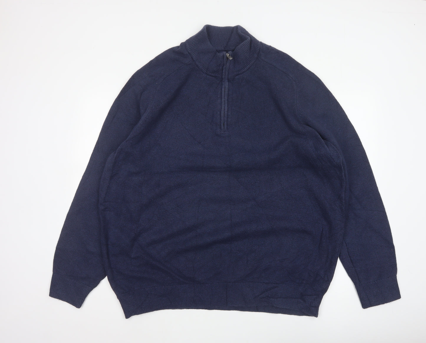 GAP Men’s Navy Blue XL Quarter Zip High Neck Cotton Knit Jumper