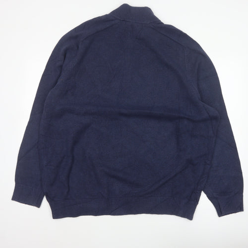 GAP Men’s Navy Blue XL Quarter Zip High Neck Cotton Knit Jumper