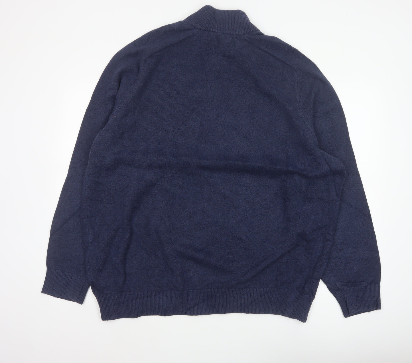 GAP Men’s Navy Blue XL Quarter Zip High Neck Cotton Knit Jumper