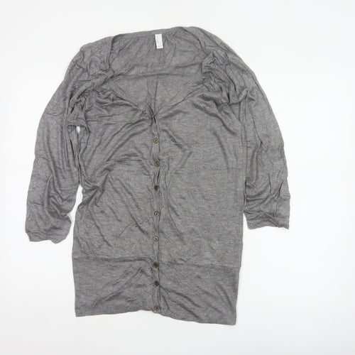 Vero Moda Women Grey M V-Neck Long Sleeve Lightweight Button Cardigan