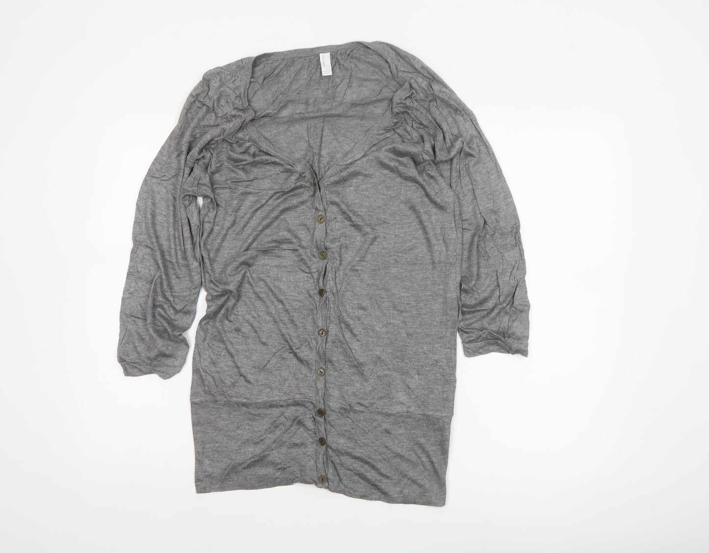 Vero Moda Women Grey M V-Neck Long Sleeve Lightweight Button Cardigan