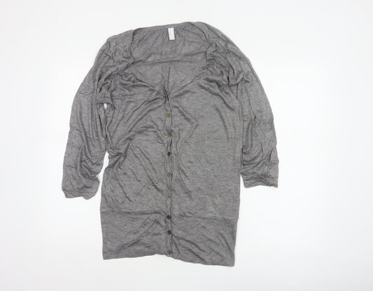 Vero Moda Women Grey M V-Neck Long Sleeve Lightweight Button Cardigan
