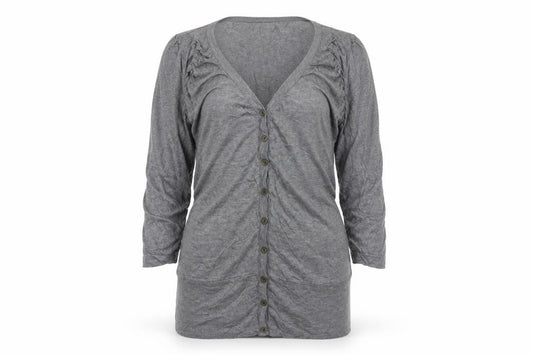 Vero Moda Women Grey M V-Neck Long Sleeve Lightweight Button Cardigan