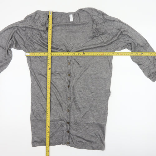 Vero Moda Women Grey M V-Neck Long Sleeve Lightweight Button Cardigan