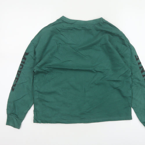 Next Girls Green 10 Years Mickey Minnie Long Sleeve Pullover T-Shirt