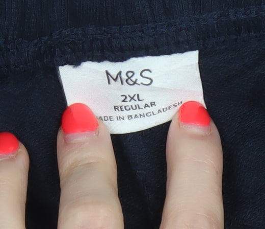 Marks and Spencer Men’s Navy Blue 2XL Regular Drawstring Trousers