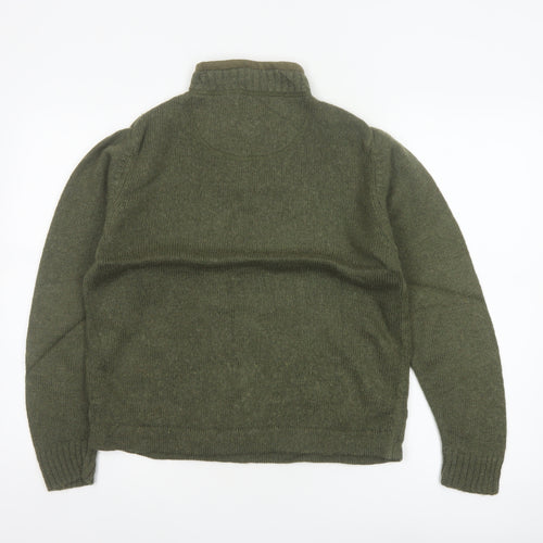 Woolrich Women Green M Pullover 100% Wool Cable Knit 1/2 Zip Jumper