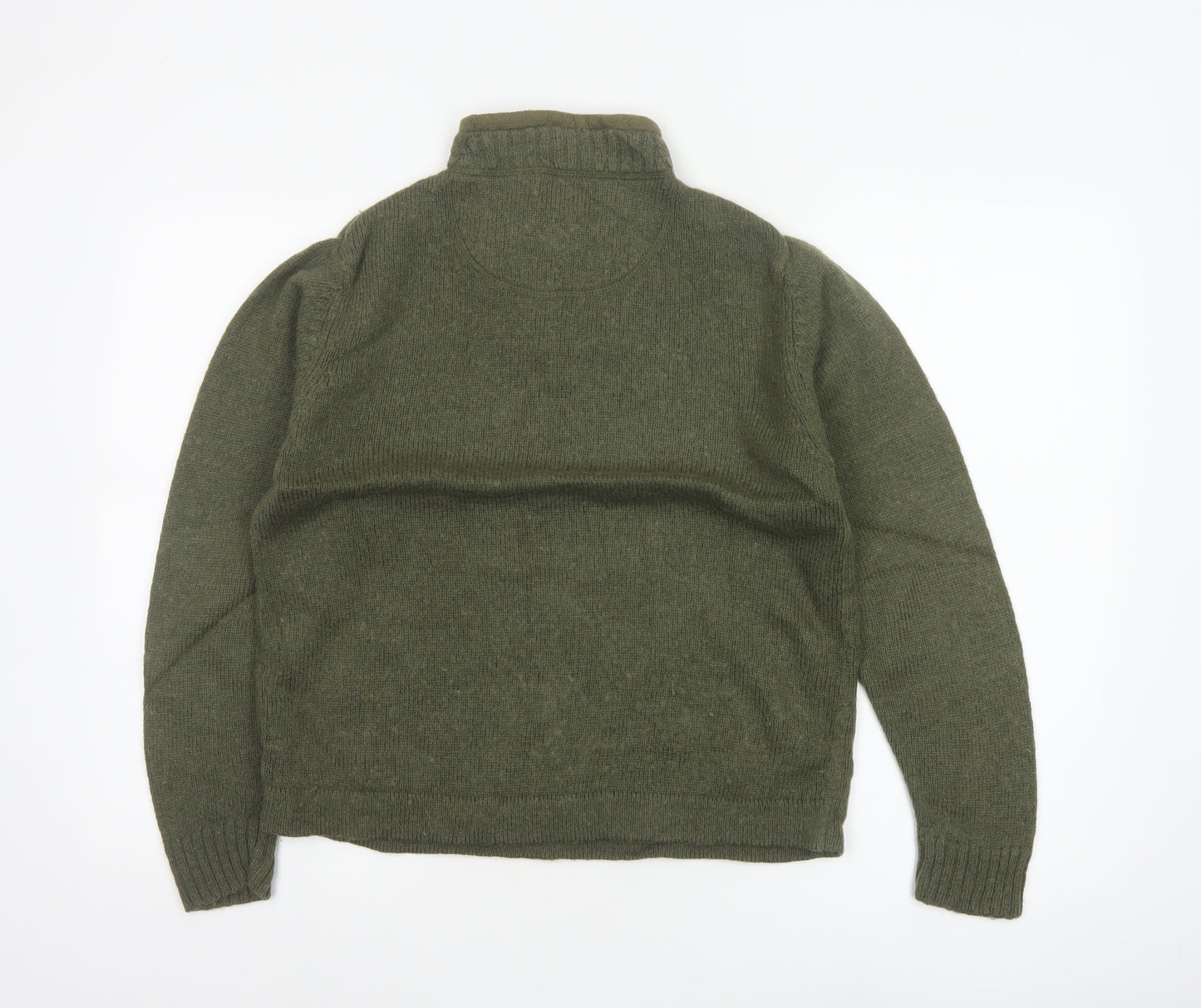 Woolrich Women Green M Pullover 100% Wool Cable Knit 1/2 Zip Jumper