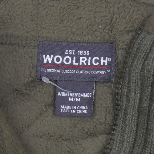 Woolrich Women Green M Pullover 100% Wool Cable Knit 1/2 Zip Jumper