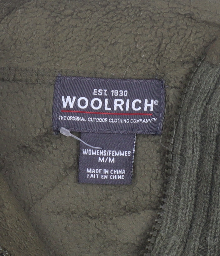 Woolrich Women Green M Pullover 100% Wool Cable Knit 1/2 Zip Jumper