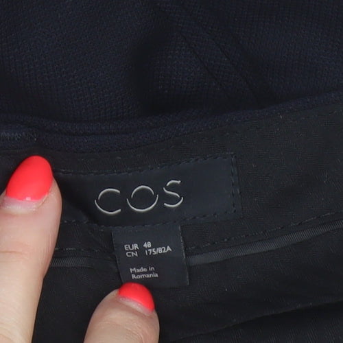 COS Women Black UK 20 100% Wool Tapered Tailored Trousers