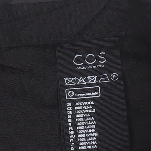 COS Women Black UK 20 100% Wool Tapered Tailored Trousers