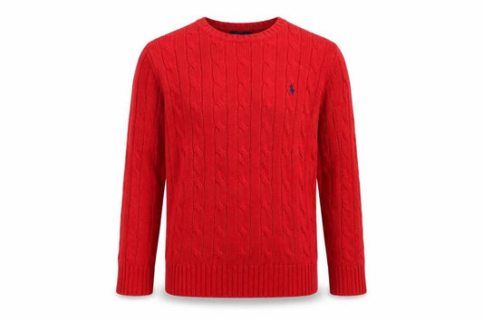 Polo Ralph Lauren Boys Red Cable Knit Cotton Jumper Size 7 Years